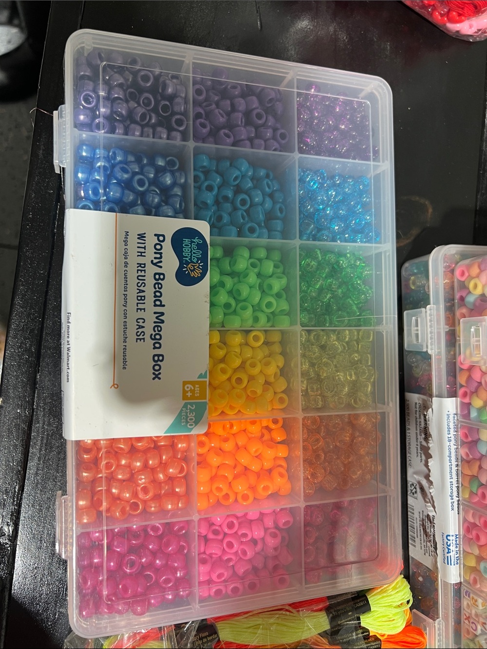 Pony Bead Mega Box + Assorted Embroidery Floss - Bright Multicolor Craft Set - Picture 3 of 5
